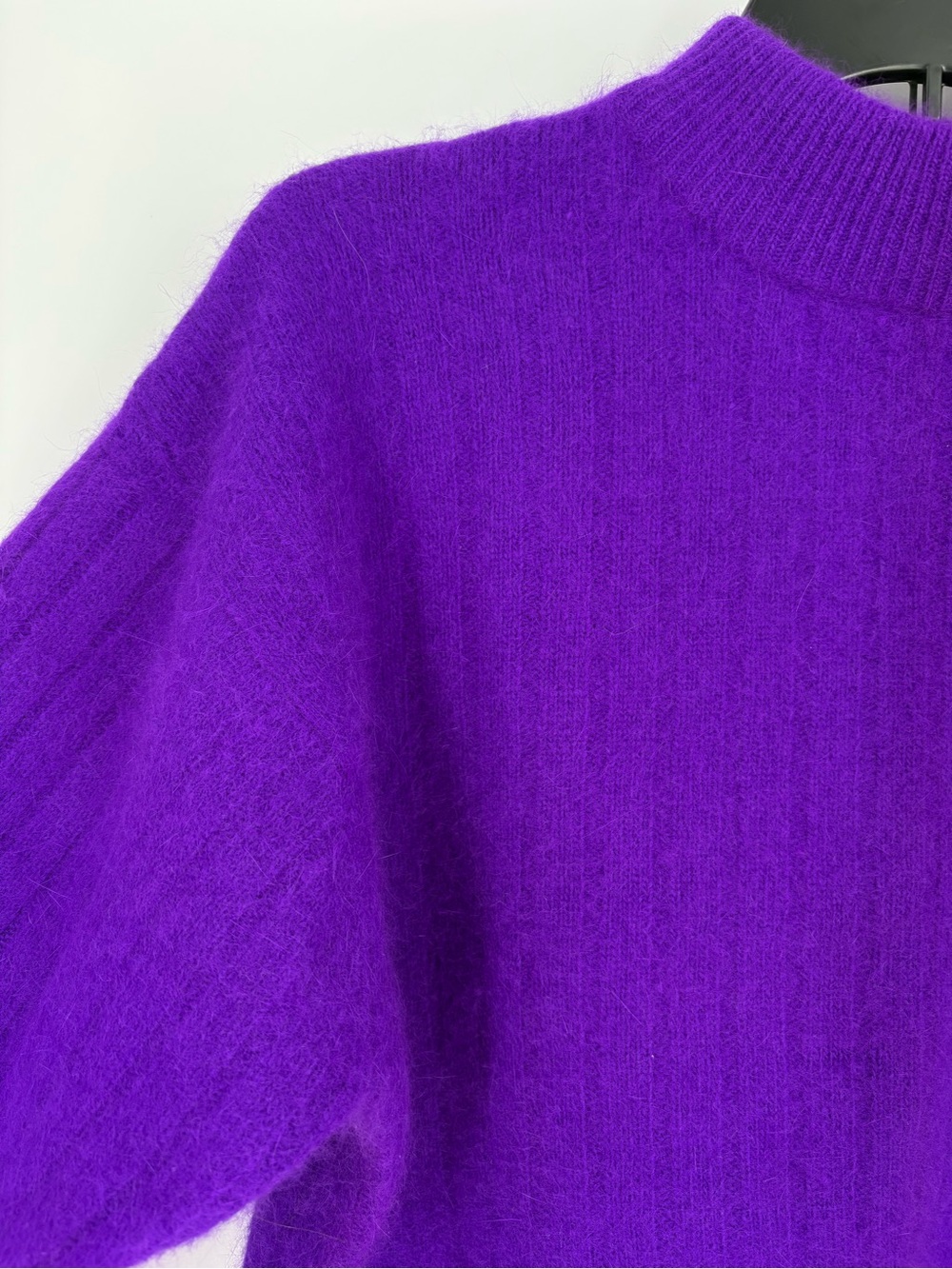 VTG Rafaella Grape Purple Angora Rabbit Hair Lambswool Mock Neck Sweater Large - Picture 2 of 15